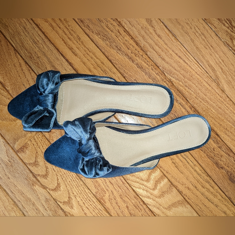 Velvet blue flat slides - Loft